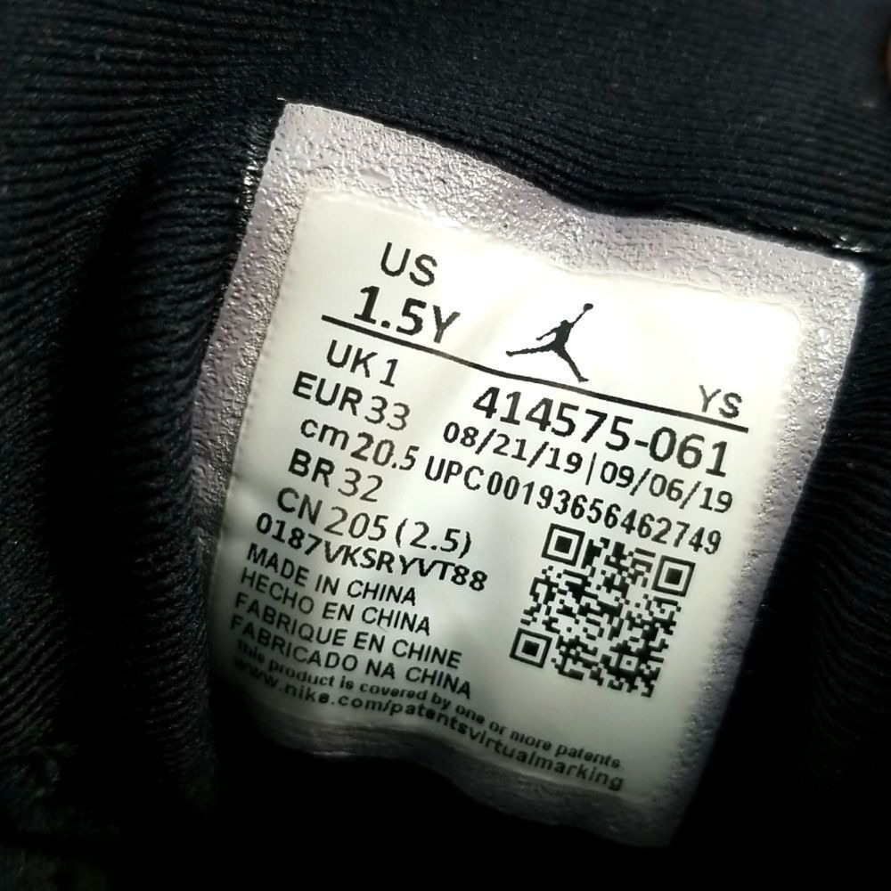 Jordan 13 Retro Black White Gym Red Kids Sneakers Size 1.5Y S629 - Picture 7 of 10